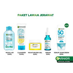 GARNIER Paket Skincare 1 Set Lengkap Salycilic Acid Anti Acne Lawan Jerawat 2pcs 3pcs 5pcs | Day Cream Tone Up Mencerahkan Moisturizer Pelembab Facial Wash Sunscreen