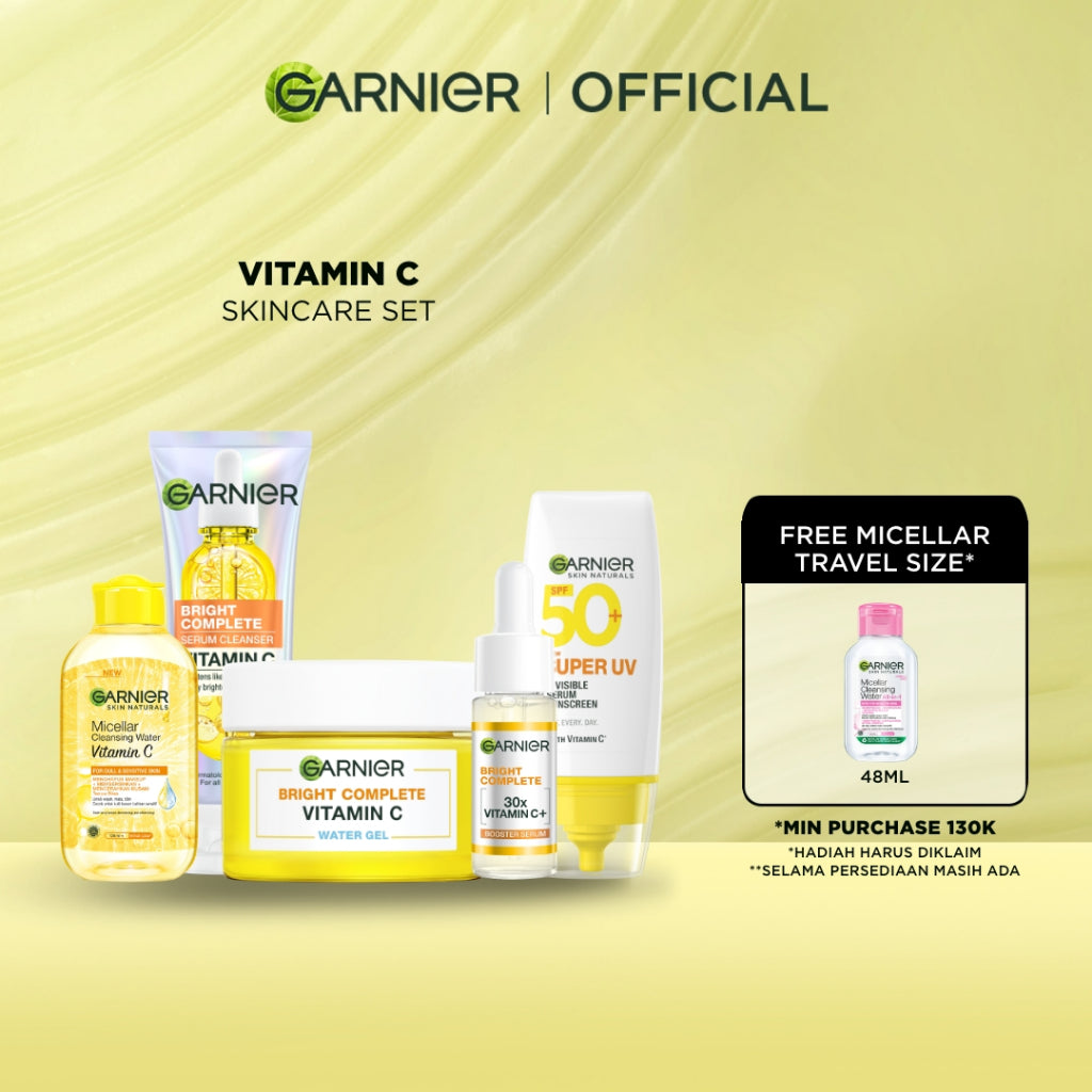 GARNIER Paket Skincare 1 Set Lengkap Vitamin C Brightening 2pcs 3pcs 5pcs| Day Cream Tone Up Mencerahkan Moisturizer Pelembab Facial Wash Sunscreen