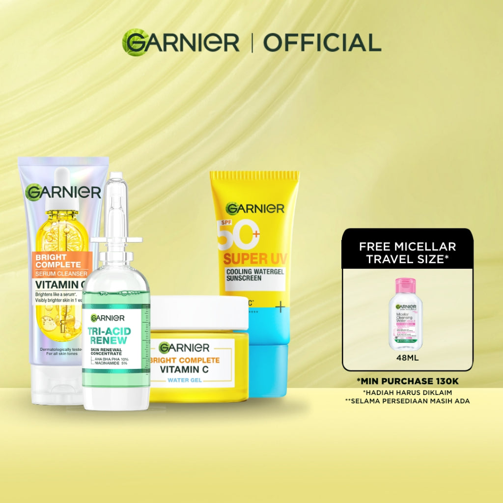 GARNIER Paket Skincare Peeling 1 Set Lengkap Serum Exfoliating Eksfoliasi Wajah Daily Set | tone up mencerahkan moisturizer pelembab