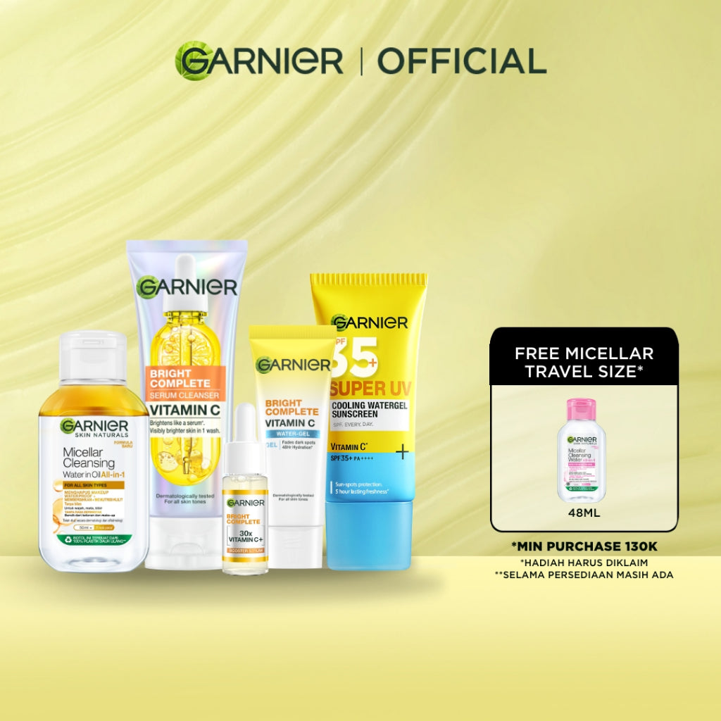 GARNIER Paket Skincare Peeling 1 Set Lengkap Serum Exfoliating Eksfoliasi Wajah Daily Set | tone up mencerahkan moisturizer pelembab