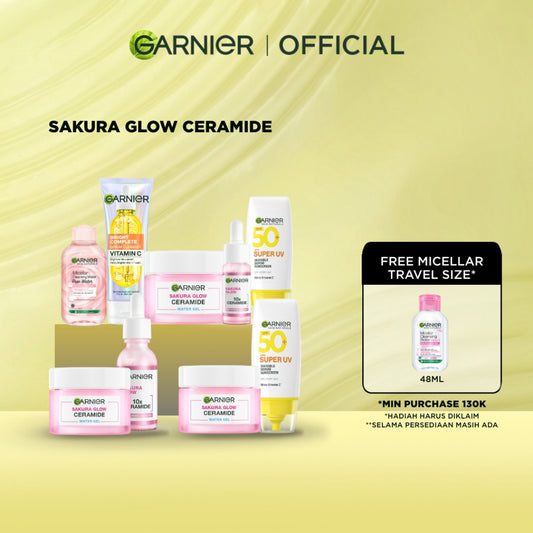 GARNIER Paket Skincare 1 Set Lengkap Sakura Glow Ceramide Skin Barrier 2pcs 3pcs 5pcs| Day Cream Tone Up Mencerahkan moisturizer pelembab Facial Wash Sunscreen