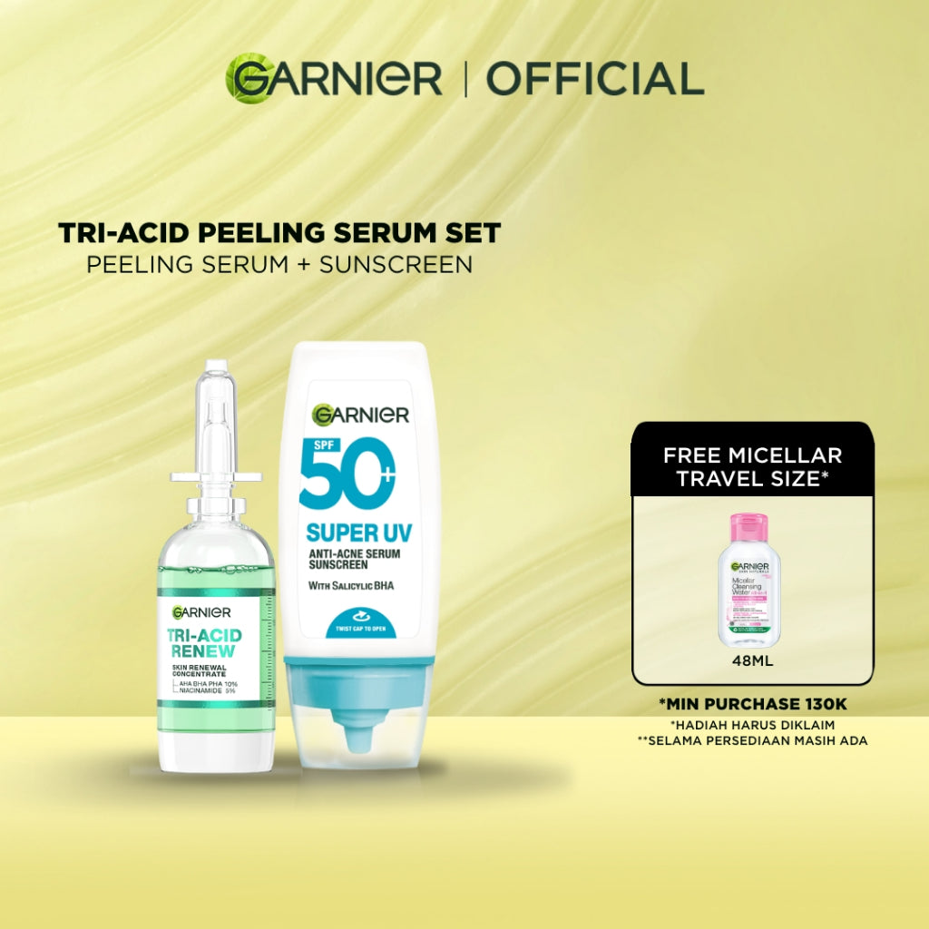 GARNIER Tri Acid Renew Peeling Serum Exfoliasi Wajah - Glass Skin AHA BHA PHA 10% Niacinamide 5% Skincare Exfoliating Renewal Concentrate kulit ideal daily safe for sensitive skin exfoliant serum mencerahkan wajah