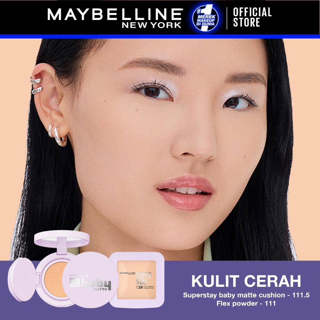 MAYBELLINE OFFICIAL Superstay Unbreakable Duo - Superstay Baby Matte Cushion + Superstay Flex Powder Foundation