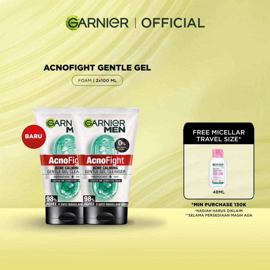 GARNIER Men Facial Wash 100ml ALL VARIANT ISI 2 sabun cuci muka pria - face wash Skincare pembersih wajah acno fight turbo bright wasabi charcoal oil control lawan jerawat kulit kusam