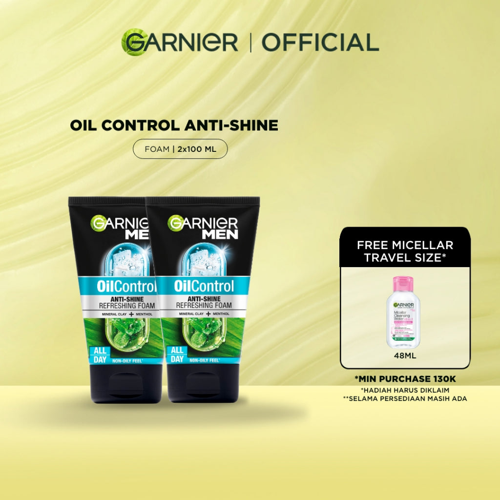 GARNIER Men Facial Wash 100ml ALL VARIANT ISI 2 sabun cuci muka pria - face wash Skincare pembersih wajah acno fight turbo bright wasabi charcoal oil control lawan jerawat kulit kusam