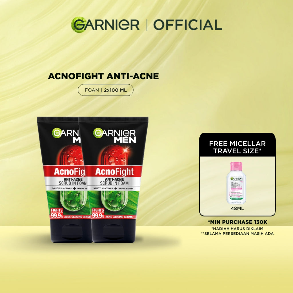 GARNIER Men Facial Wash 100ml ALL VARIANT ISI 2 sabun cuci muka pria - face wash Skincare pembersih wajah acno fight turbo bright wasabi charcoal oil control lawan jerawat kulit kusam