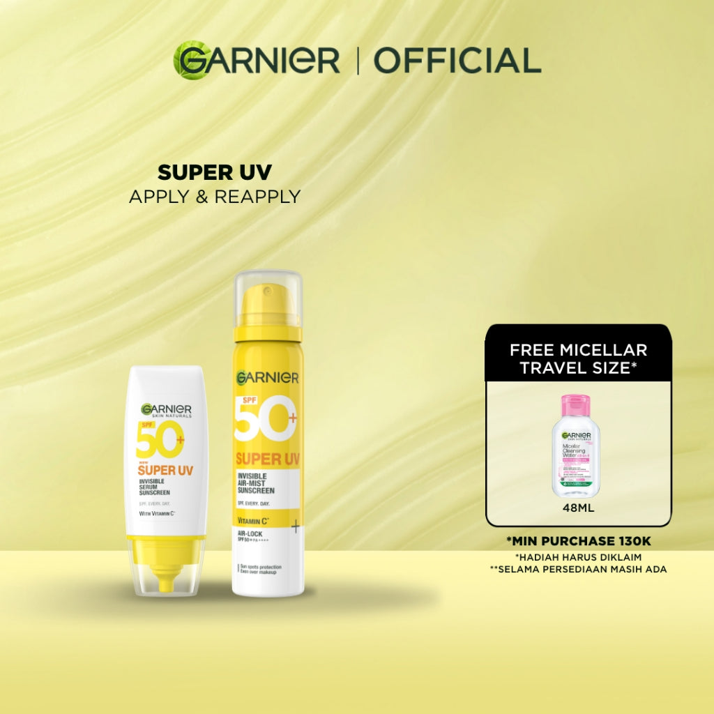 [PAKET HEMAT ISI 2] GARNIER Super UV Serum Sunscreen ALL VARIANT SPF 50+ PA++++ Vitamin C Skincare - 30ml Sunblock Mencerahkan Wajah Sunscreen SPF 50 PA ++++