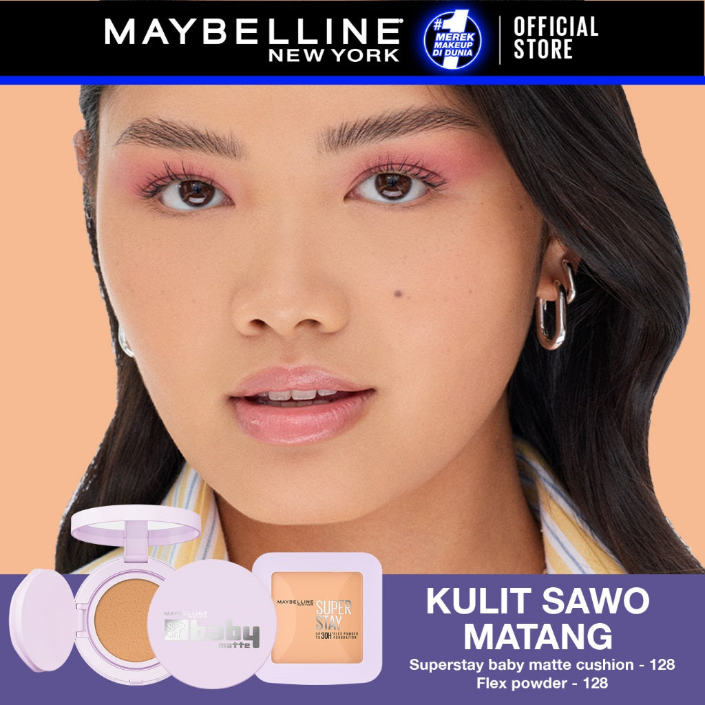 MAYBELLINE OFFICIAL Superstay Unbreakable Duo - Superstay Baby Matte Cushion + Superstay Flex Powder Foundation