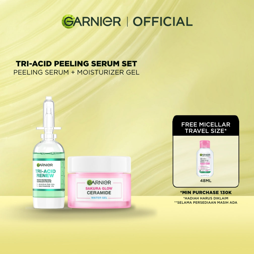 GARNIER Tri Acid Renew Peeling Serum Exfoliasi Wajah - Glass Skin AHA BHA PHA 10% Niacinamide 5% Skincare Exfoliating Renewal Concentrate kulit ideal daily safe for sensitive skin exfoliant serum mencerahkan wajah