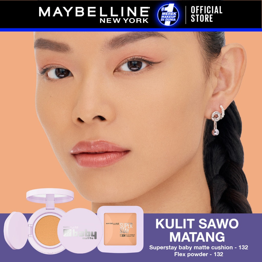 MAYBELLINE OFFICIAL Superstay Unbreakable Duo - Superstay Baby Matte Cushion + Superstay Flex Powder Foundation