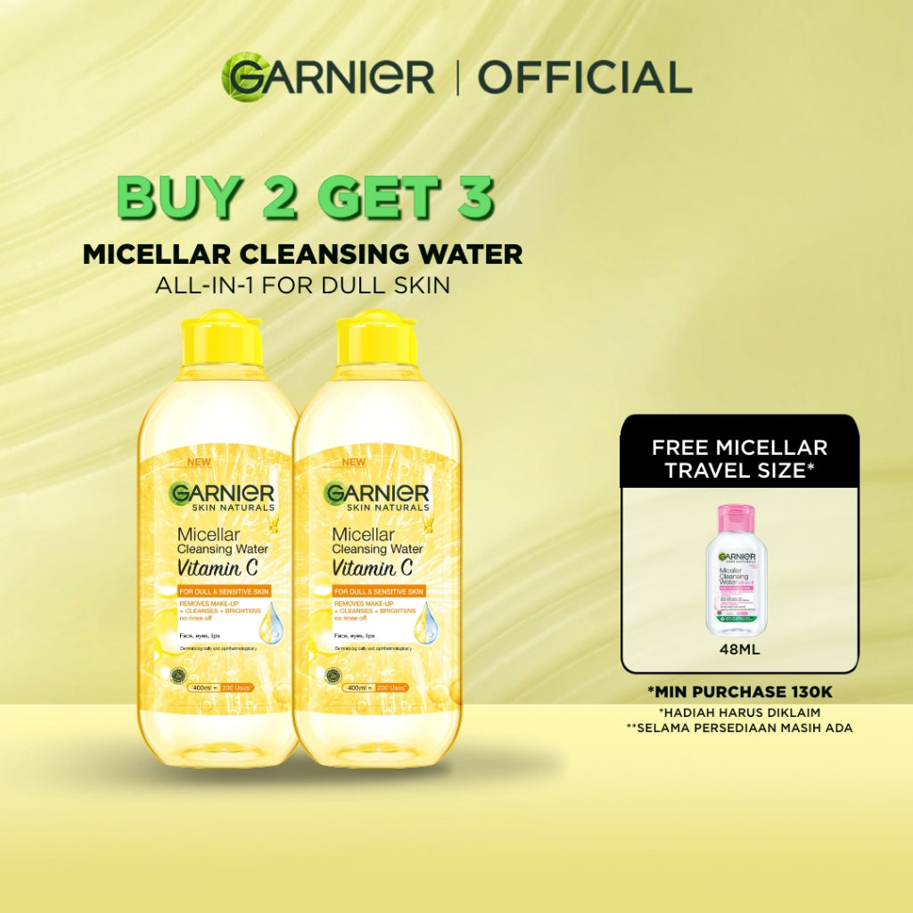 [PAKET HEMAT ISI 2] GARNIER Micellar Water Vitamin C Skin Care 400ml Skincare Cleansing - Pembersih Wajah & Make up untuk Kulit Kusam Micellar Cleansing Water