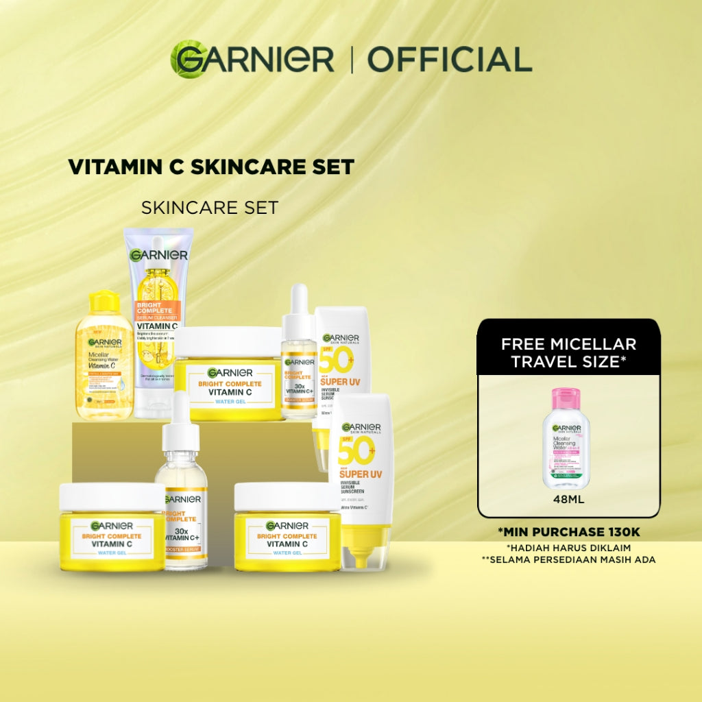 GARNIER Paket Skincare 1 Set Lengkap Vitamin C Brightening 2pcs 3pcs 5pcs| Day Cream Tone Up Mencerahkan Moisturizer Pelembab Facial Wash Sunscreen