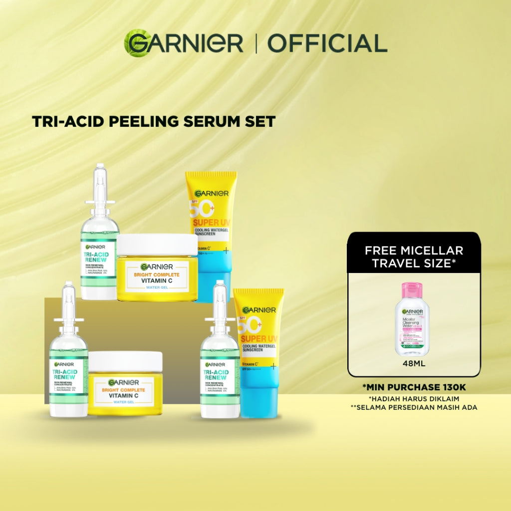GARNIER Tri Acid Renew Peeling Serum Exfoliasi Wajah - Glass Skin AHA BHA PHA 10% Niacinamide 5% Skincare Exfoliating Renewal Concentrate kulit ideal daily safe for sensitive skin exfoliant serum mencerahkan wajah