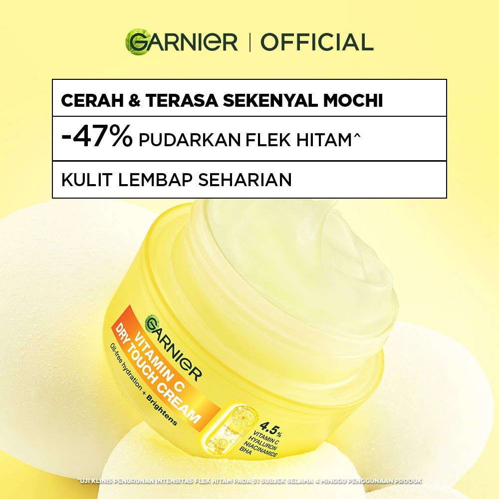 [NEW LAUNCH] GARNIER Mochi Dry Touch Cream Moisturizer Pelembab Wajah Skin Barrier 4.5% Vitamin C / Niacinamide / Salicylic Acid 30ml & 50ml Skincare Set Krim Siang Krim Malam Day Cream Serum Tone Up Mosturizer Mousturizer Cream Pemutih Wajah