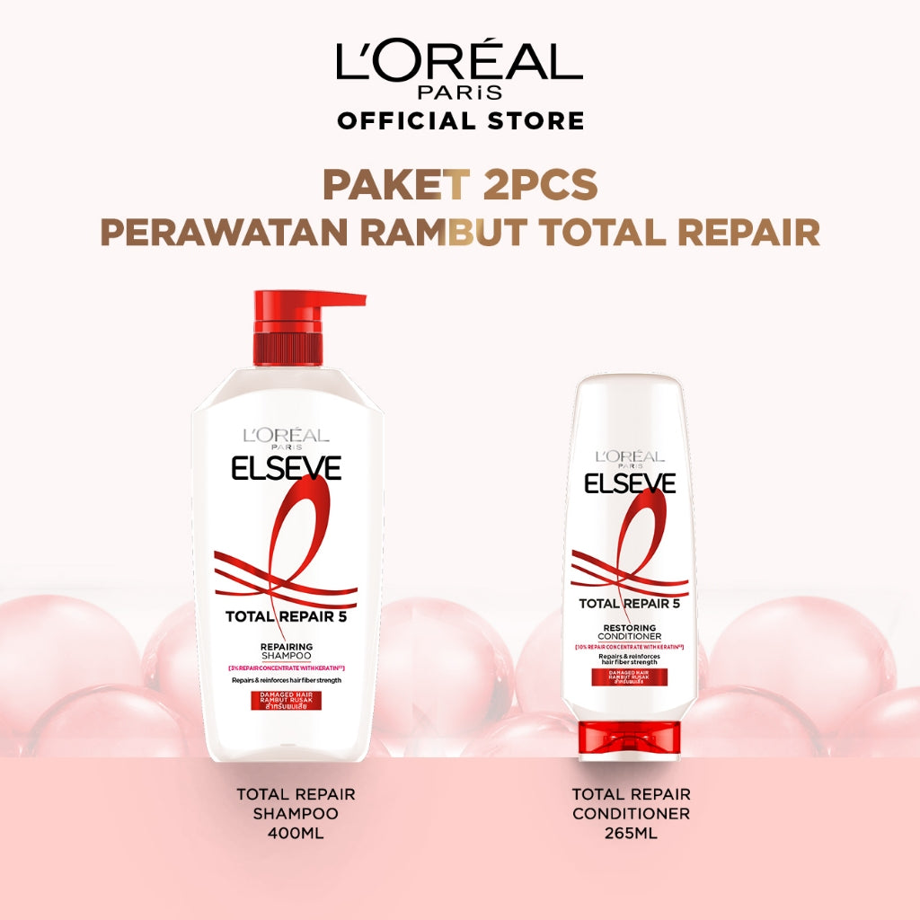 [PAKET HEMAT 2PCS] Elseve Hair Care Shampoo + Conditioner | Perawatan Rambut Kering, Rontok, Rusak, Lepek & Berminyak | Hair Treatment for Dry, Damaged, Hair Loss, Greasy, Oily | Hyaluronic Acid | Salicylic Acid | Ceramide