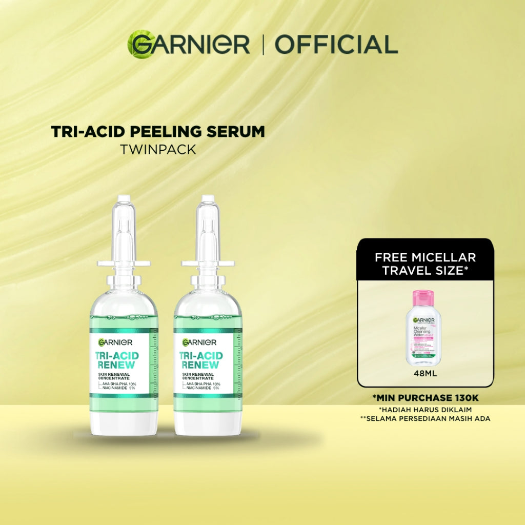 GARNIER Tri Acid Renew Peeling Serum Exfoliasi Wajah - Glass Skin AHA BHA PHA 10% Niacinamide 5% Skincare Exfoliating Renewal Concentrate kulit ideal daily safe for sensitive skin exfoliant serum mencerahkan wajah