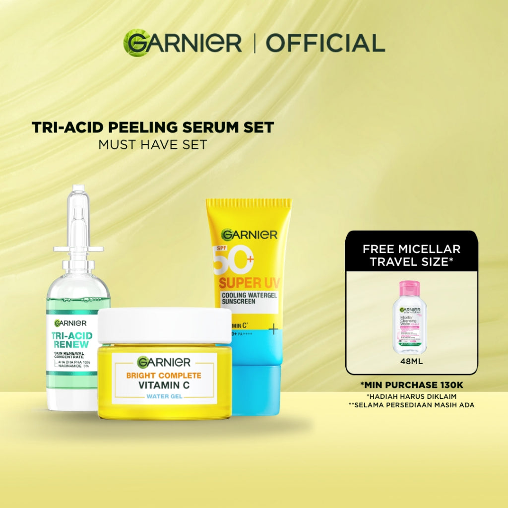 GARNIER Tri Acid Renew Peeling Serum Exfoliasi Wajah - Glass Skin AHA BHA PHA 10% Niacinamide 5% Skincare Exfoliating Renewal Concentrate kulit ideal daily safe for sensitive skin exfoliant serum mencerahkan wajah