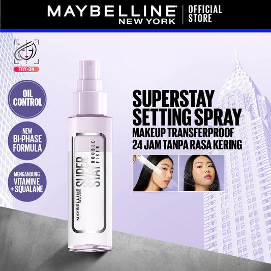 MAYBELLINE OFFICIAL Superstay Unbreakable Set - Superstay Setting Spray, Flex Powder Foundation, Lumi Matte Foundation Shade 111 Transferproof Ringan Tahan Air Waterproof