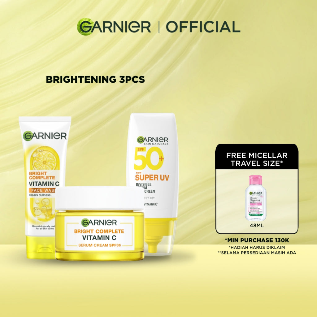 GARNIER Paket Skincare 1 Set Lengkap Vitamin C Brightening 2pcs 3pcs 5pcs| Day Cream Tone Up Mencerahkan Moisturizer Pelembab Facial Wash Sunscreen