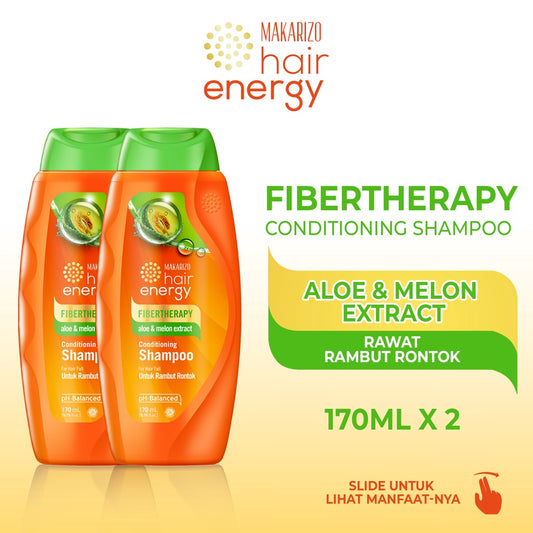 PAKET ISI 2 - Makarizo Hair Energy Fibertherapy Conditioning Shampoo Aloe & Melon 170mL