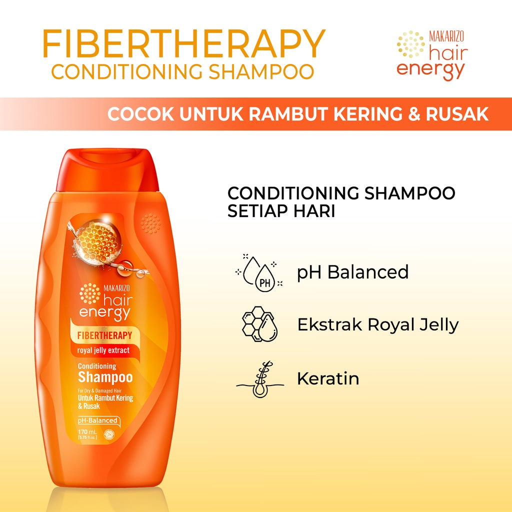 PAKET ISI 2 - Makarizo Hair Energy Fibertherapy Conditioning Shampoo Royal Jelly 170mL