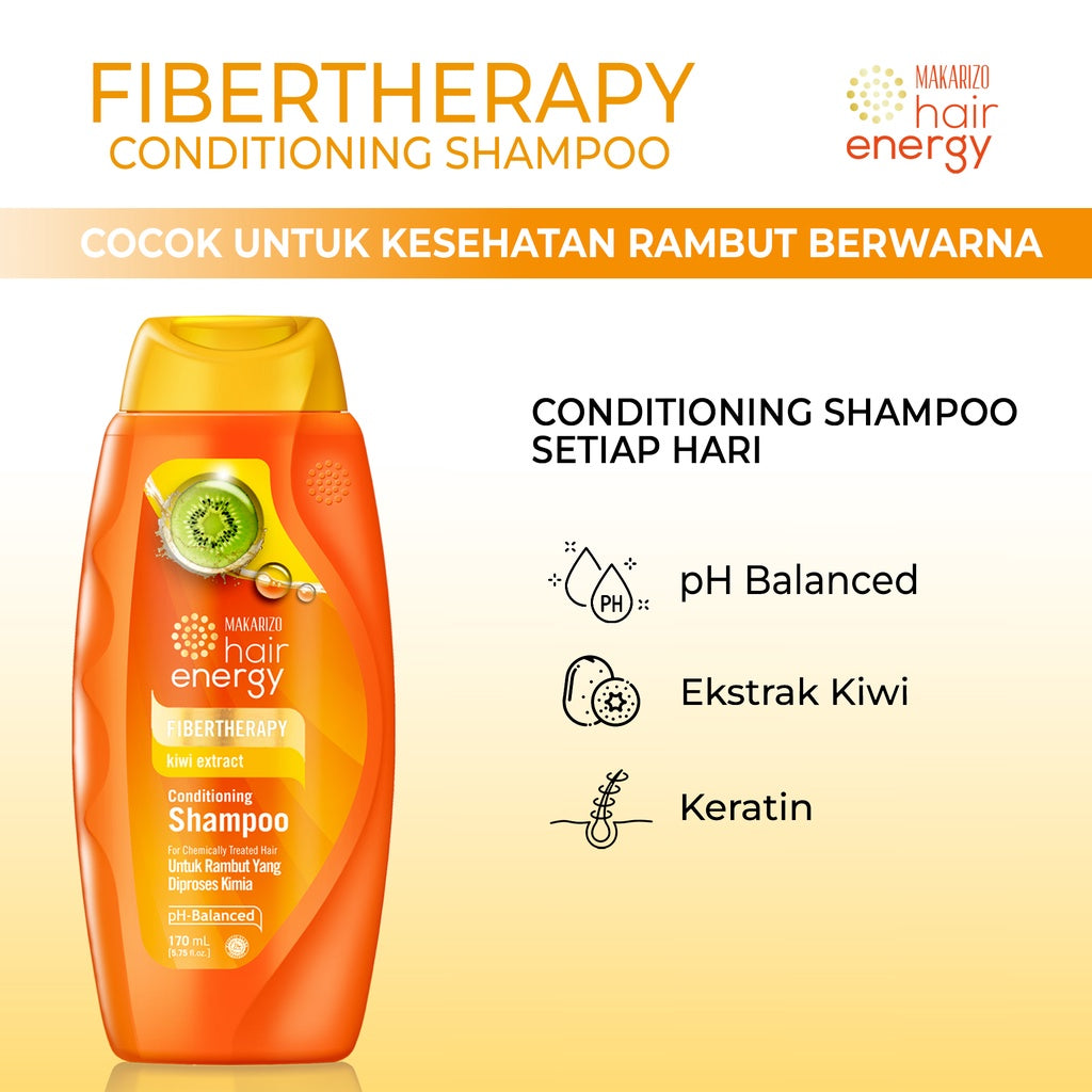 PAKET ISI 2 - Makarizo Hair Energy Fibertherapy Conditioning Shampoo Kiwi 170 mL