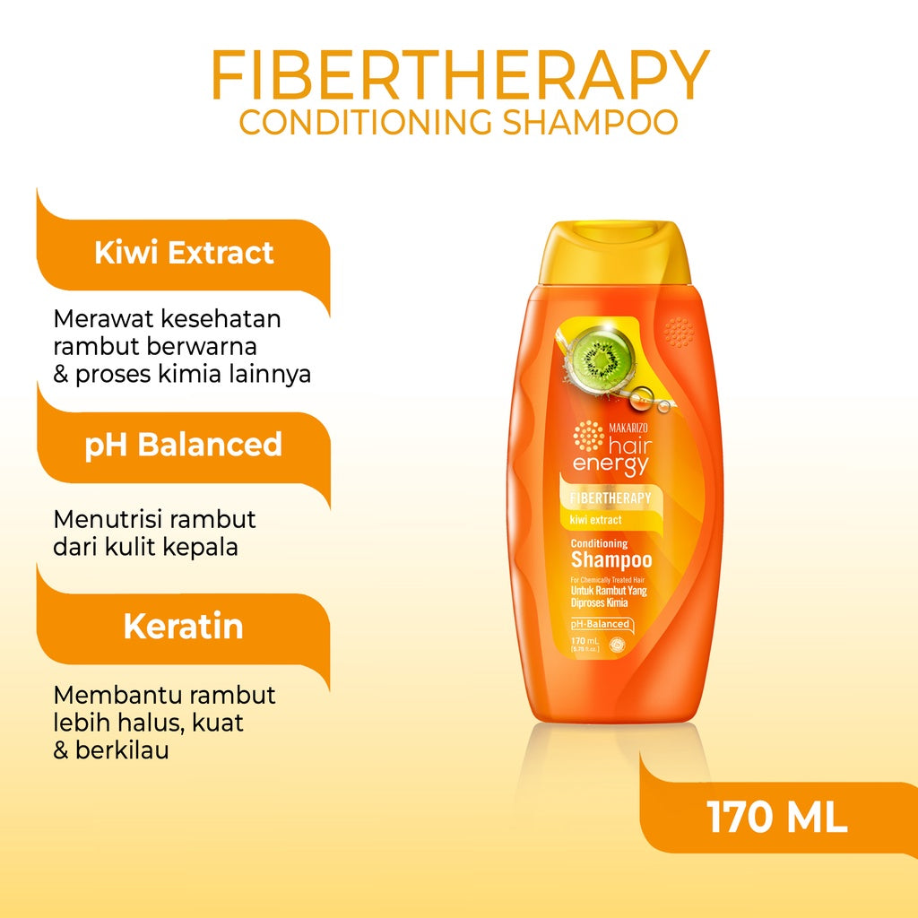 PAKET ISI 2 - Makarizo Hair Energy Fibertherapy Conditioning Shampoo Kiwi 170 mL