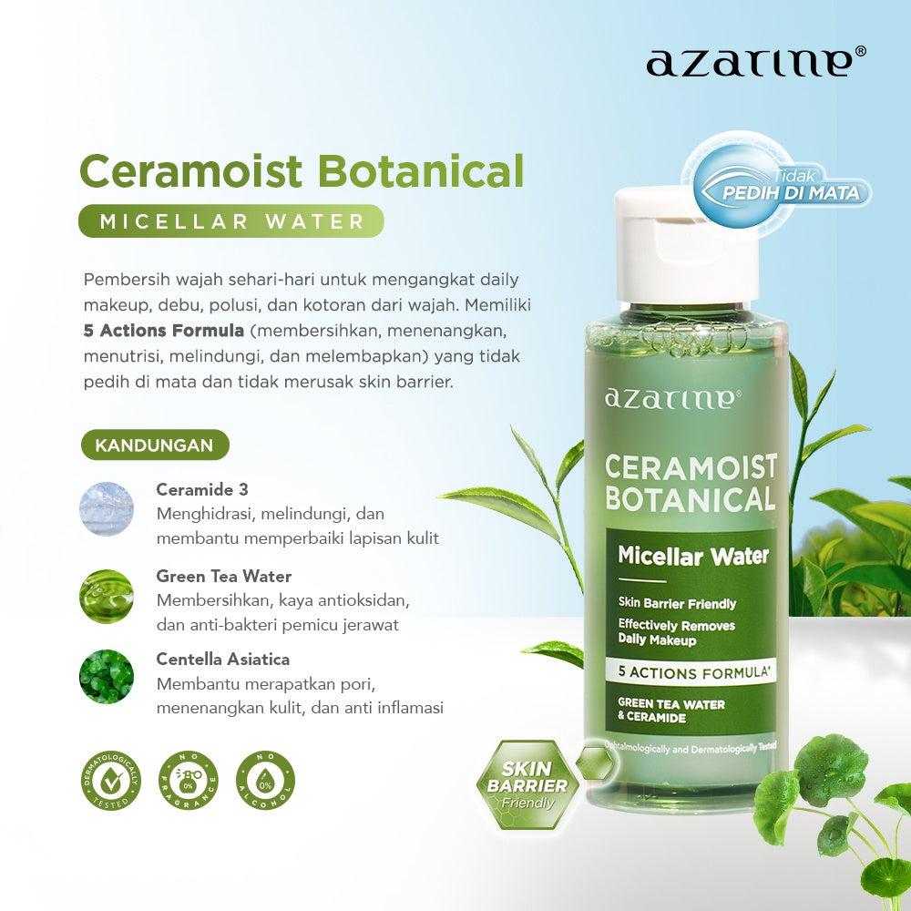 [BUNDLE] Azarine Micellar Water [2x90 ml] Pembersih Wajah Daily Heavy Make Up Untuk Semua Jenis Kulit dengan Ceramide Make Up Remover