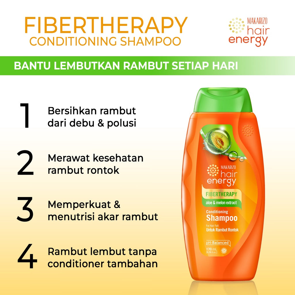 PAKET ISI 2 - Makarizo Hair Energy Fibertherapy Conditioning Shampoo Aloe & Melon 170mL