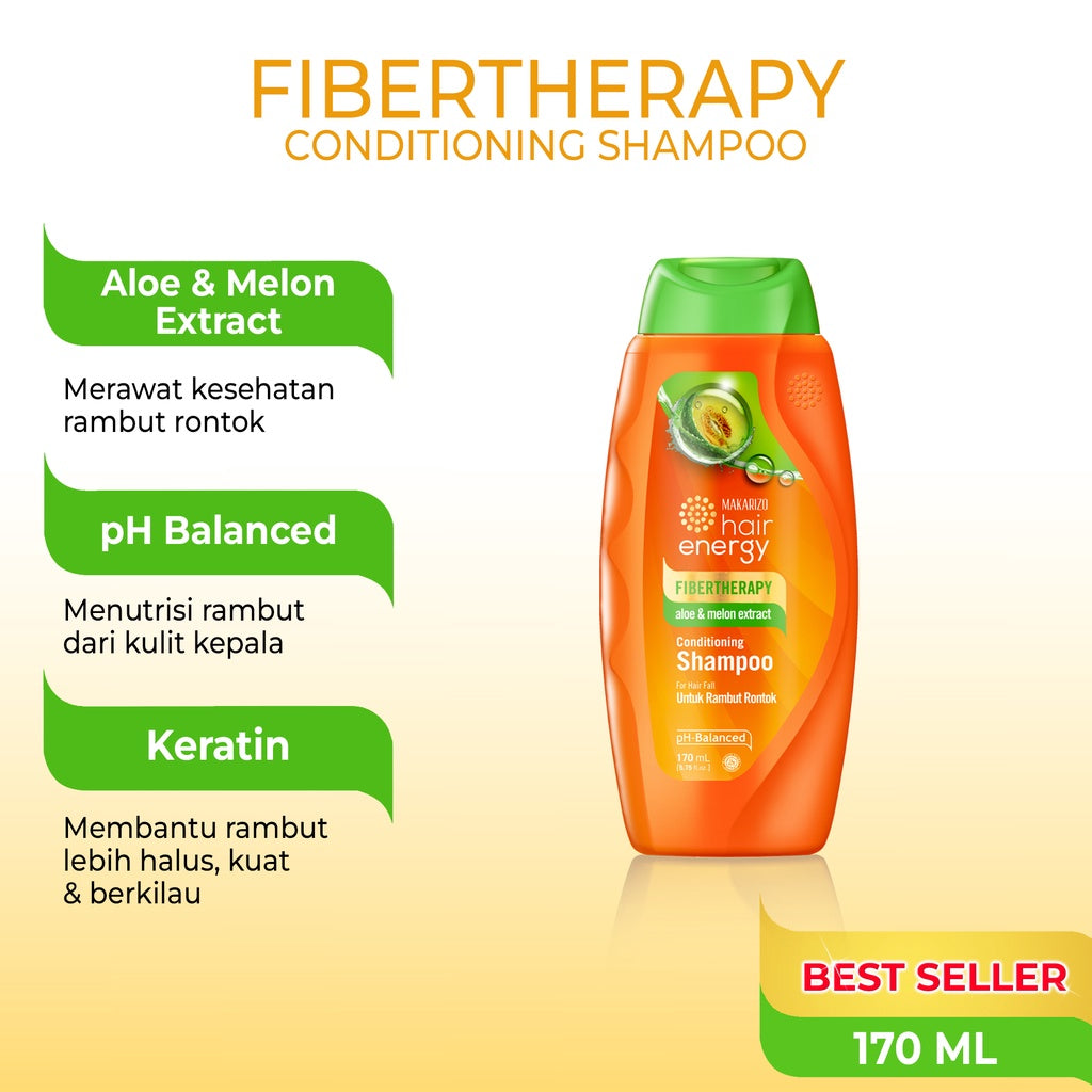 PAKET ISI 2 - Makarizo Hair Energy Fibertherapy Conditioning Shampoo Aloe & Melon 170mL