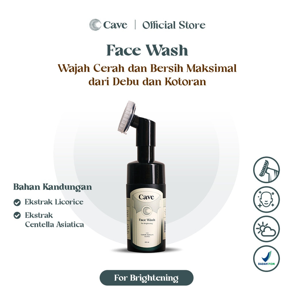 CAVE Face Wash For Brightening - Sabun Cuci Muka Pembersih Wajah Pria Untuk Membantu Melembabkan Menutrisi & Mencerahkan