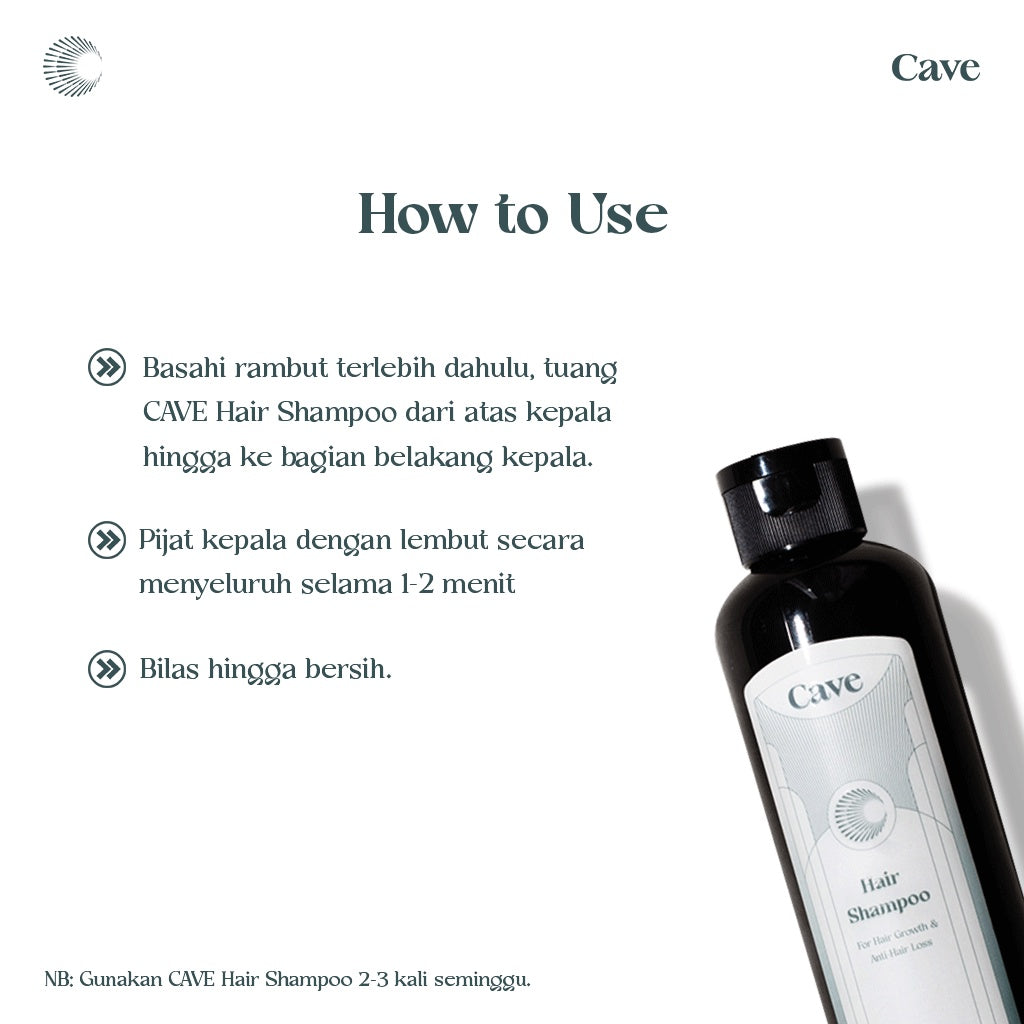 Cave Hair Shampoo & Hair Tonic - Penumbuh Pemanjang Pelebat Rambut Pria Mengurangi Rontok & Kebotakan