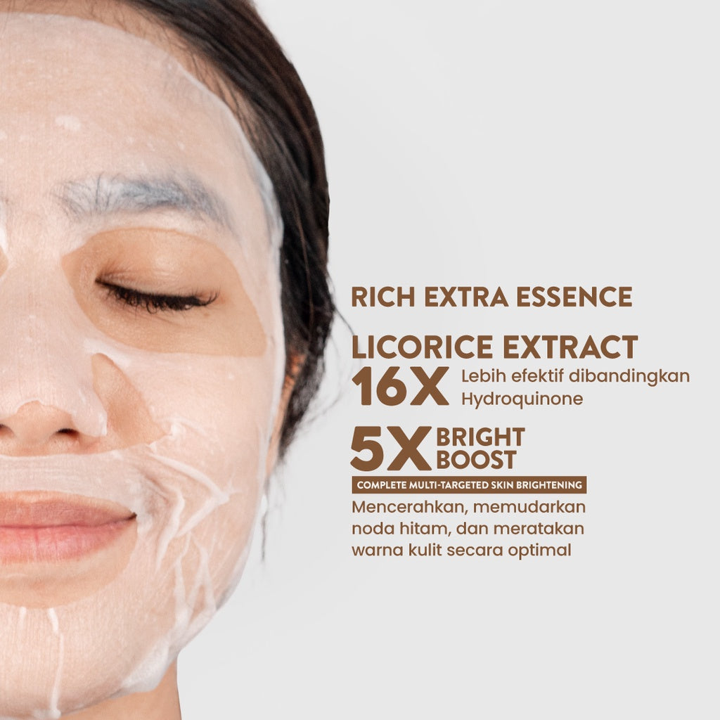 NPURE Sheet Mask Licorice / Ultra Light Complete / Brightening Sheet Mask / Masker Wajah Cerah Glowing /  5X Bright Boost