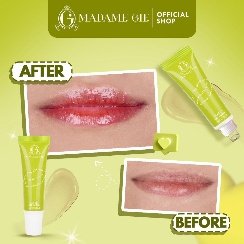 Madame Gie Sweet Lip Mask - Lip Scrub Vitamin E Lip Balm Moisturizer Serum Pencerah Bibir