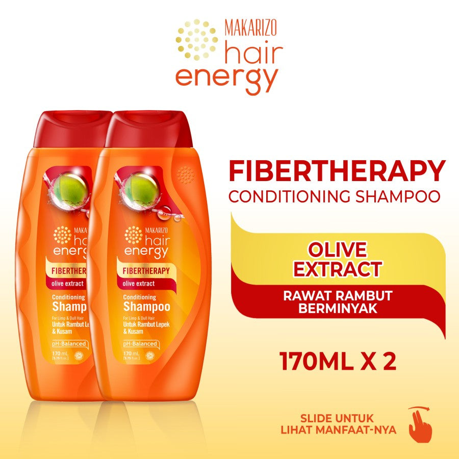 PAKET ISI 2 - Makarizo Hair Energy Fibertherapy Conditioning Shampoo Olive 170 mL