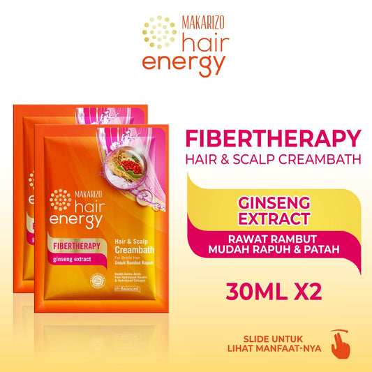 PAKET ISI 2 - Makarizo Hair Energy Fibertherapy Hair & Scalp Creambath Ginseng 30 mL