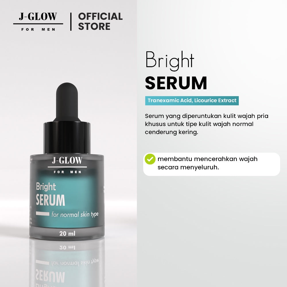 J-GLOW FOR MEN - Paket Brightening Perawatan Wajah Pria Agar Tidak Kusam Paket Skincare Pria Glowing (Diformulasikan Khusus Kulit Normal & Kering) - 4 Pcs