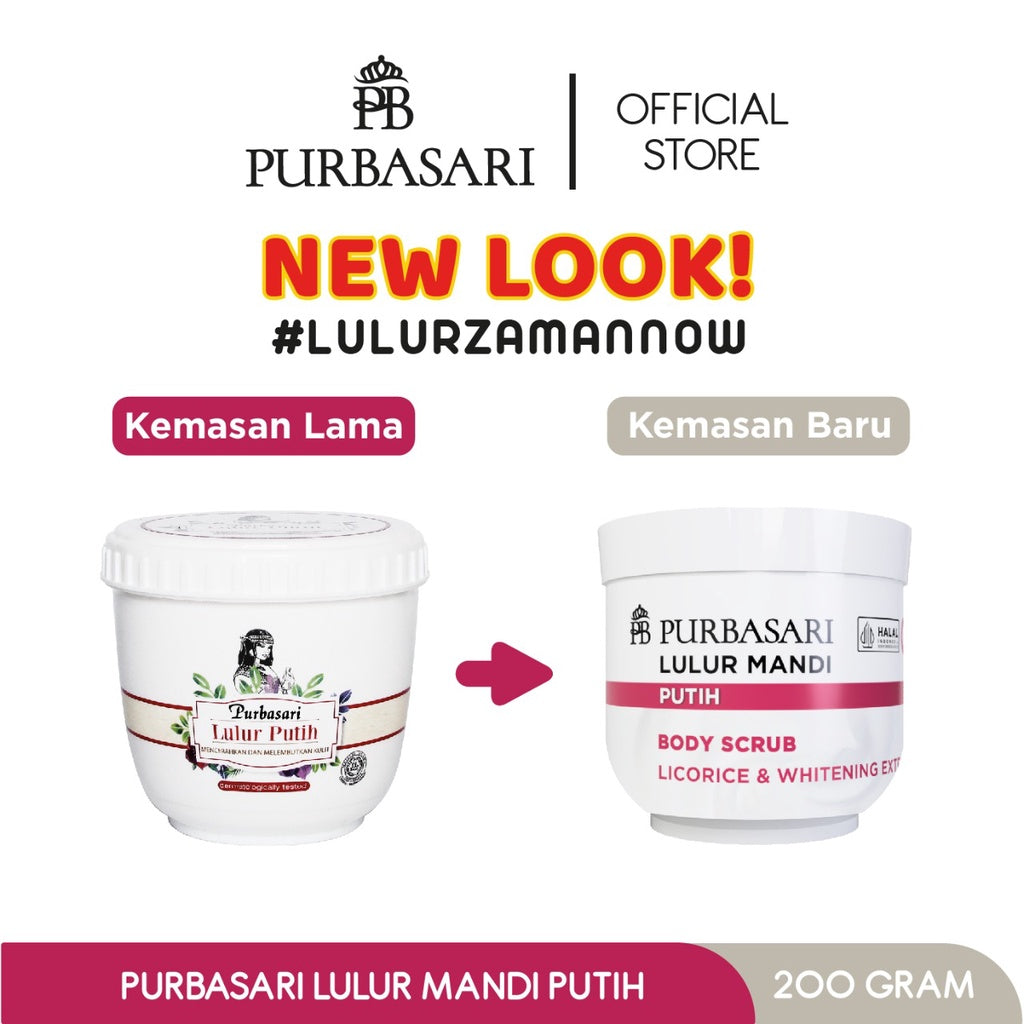 Purbasari Lulur Mandi Putih 200 gr / Body Scrub - Mencerahkan - Melembabkan - menyamarkan flek hitam