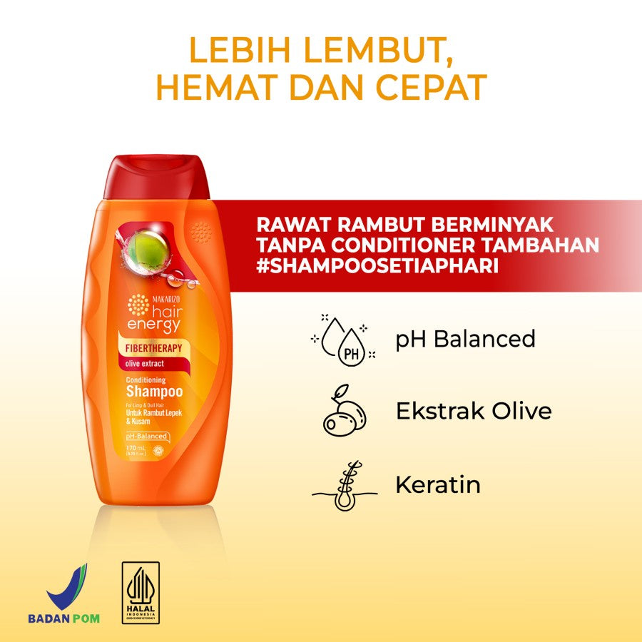 PAKET ISI 2 - Makarizo Hair Energy Fibertherapy Conditioning Shampoo Olive 170 mL