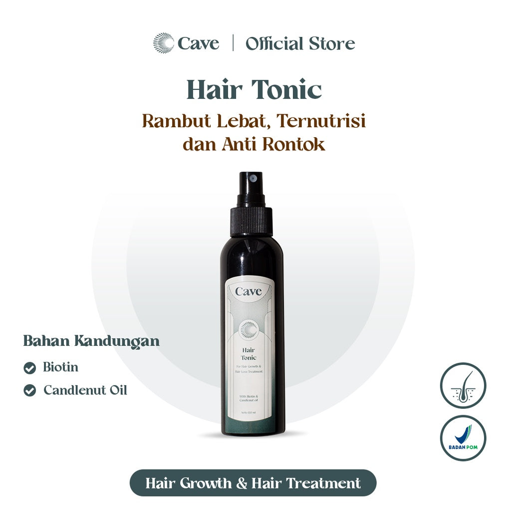 CAVE Hair Tonic 150 ml - Penumbuh Pemanjang Pelebat Rambut Pria Mengurangi Rontok & Kebotakan