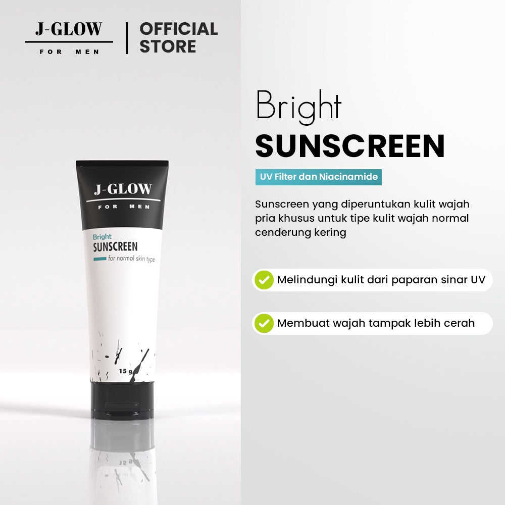 J-GLOW FOR MEN - Paket Brightening Perawatan Wajah Pria Agar Tidak Kusam Paket Skincare Pria Glowing (Diformulasikan Khusus Kulit Normal & Kering) - 4 Pcs