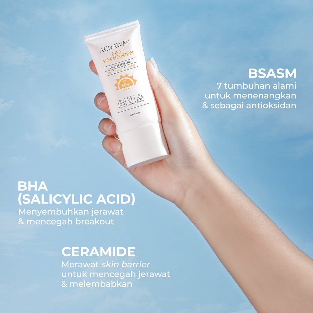 ACNAWAY Bundle 2 in 1 Acne Face & Body Spray + Acne Sun Serum – Spray Anti Jerawat & Sunscreen untuk Kulit Berjerawat