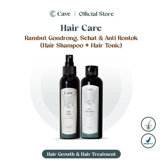 Cave Hair Shampoo & Hair Tonic - Penumbuh Pemanjang Pelebat Rambut Pria Mengurangi Rontok & Kebotakan