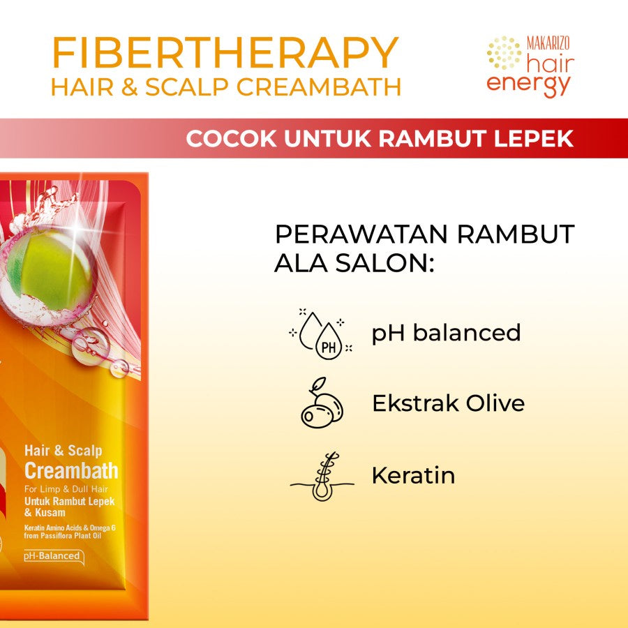 PAKET ISI 2 - Makarizo Hair Energy Fibertherapy Hair & Scalp Creambath Olive 30 gr