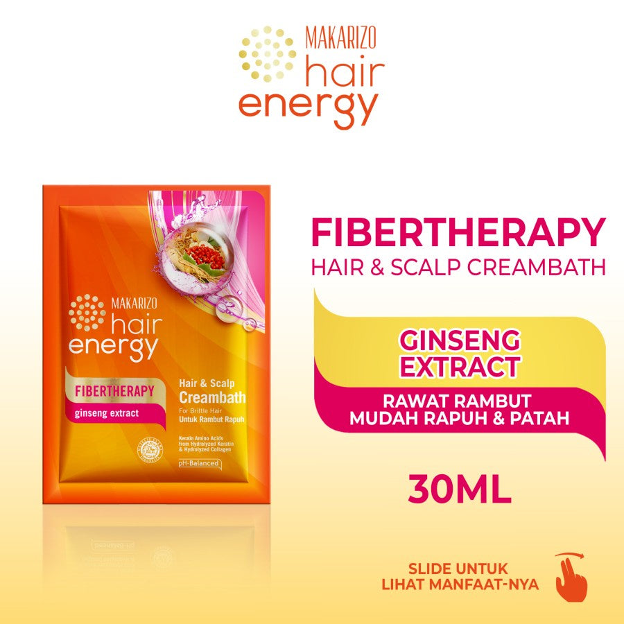 PAKET ISI 2 - Makarizo Hair Energy Fibertherapy Hair & Scalp Creambath Ginseng 30 mL