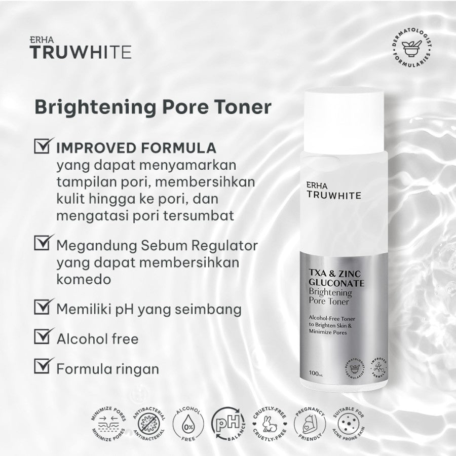ERHA Truwhite Bundle Complete Brightening Series - Paket Lengkap 5PCS Hemat Serum, Day Night Cream Moisturizer, Toner & Face Wash Untuk Wajah Cerah Plumpy & Glowing  I Vitamin C/Vit , Niacinamide, Tranexamic Acid, Zinc Gluconate