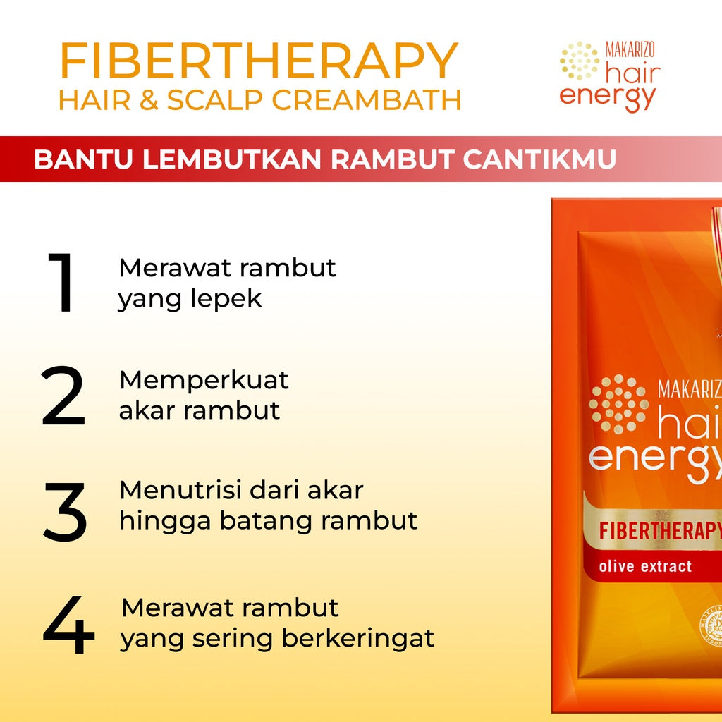 PAKET SEBULAN - Makarizo Hair Energy Fibertherapy Hair & Scalp Creambath Olive 30 mL x8