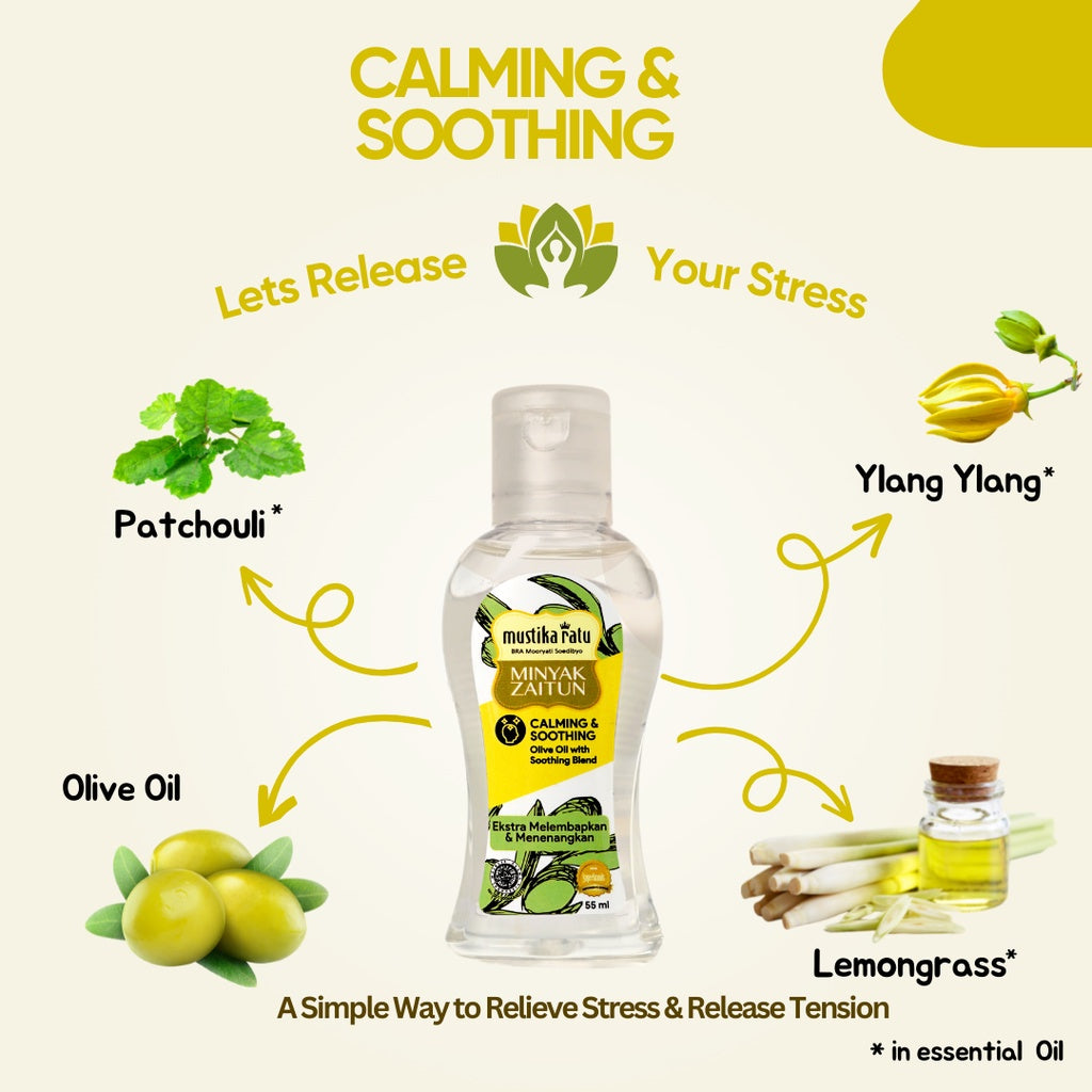 Mustika Ratu Minyak Zaitun 55 ml & Aromatic Essential Oil - Calming & Soothing