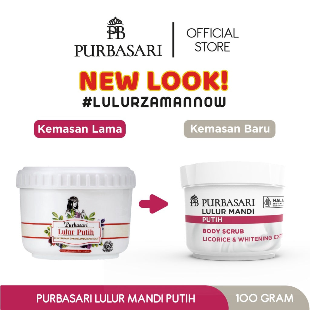 Purbasari Lulur Mandi Putih 100 gram / Body Scrub - Mencerahkan - Melembabkan - menyamarkan flek hitam