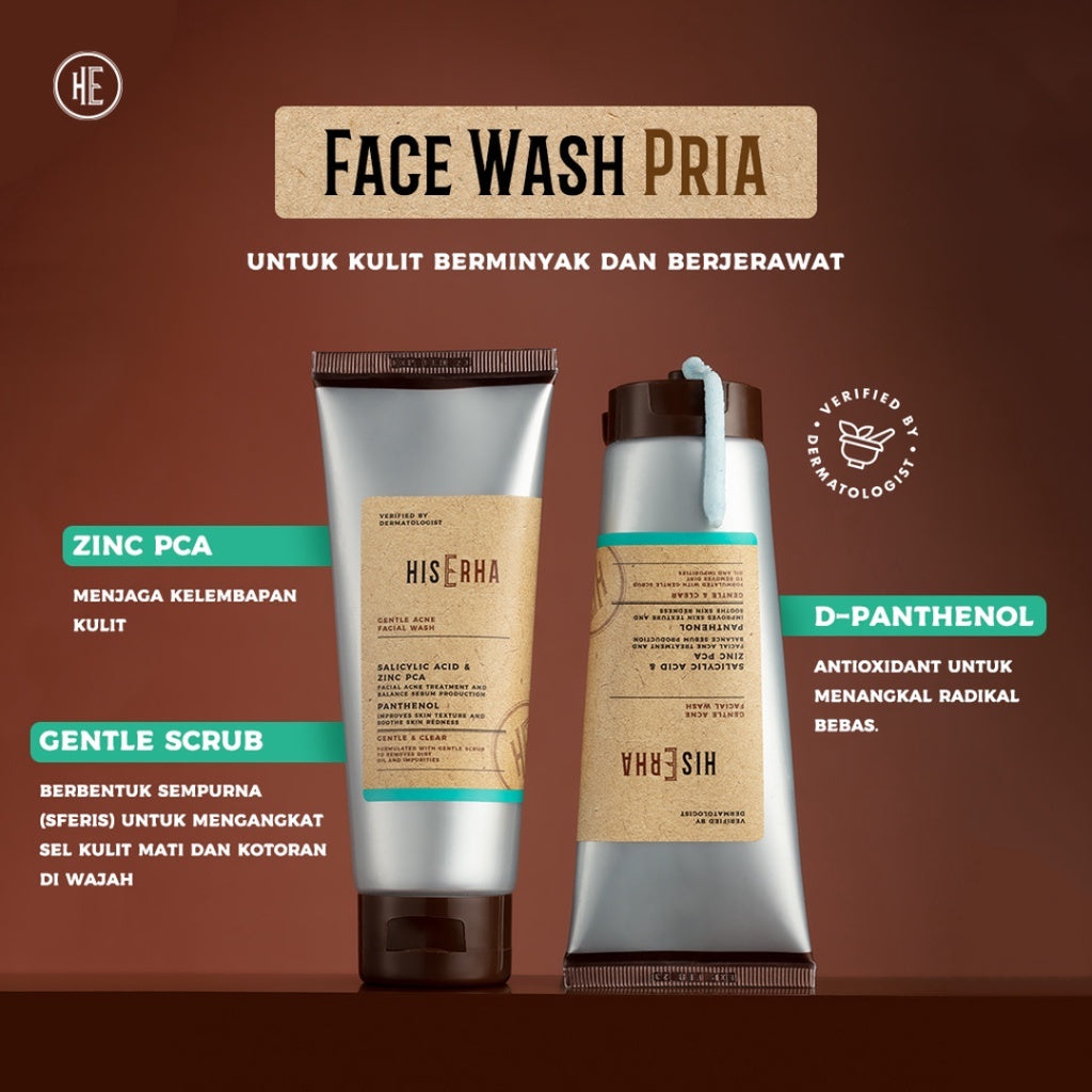 HIS ERHA Mantools Set - Rangkaian untuk Kulit BerjerawatHIS ERHA Paket Lengkap Facial Wash, Serum, Sunscreen Pelembap Brightening / Acne - Set untuk Mencerahkan Wajah Kusam, Lawan Jerawat / Minyak khusus Pria, Verified by Dermatologist, Niacinamide, Salic